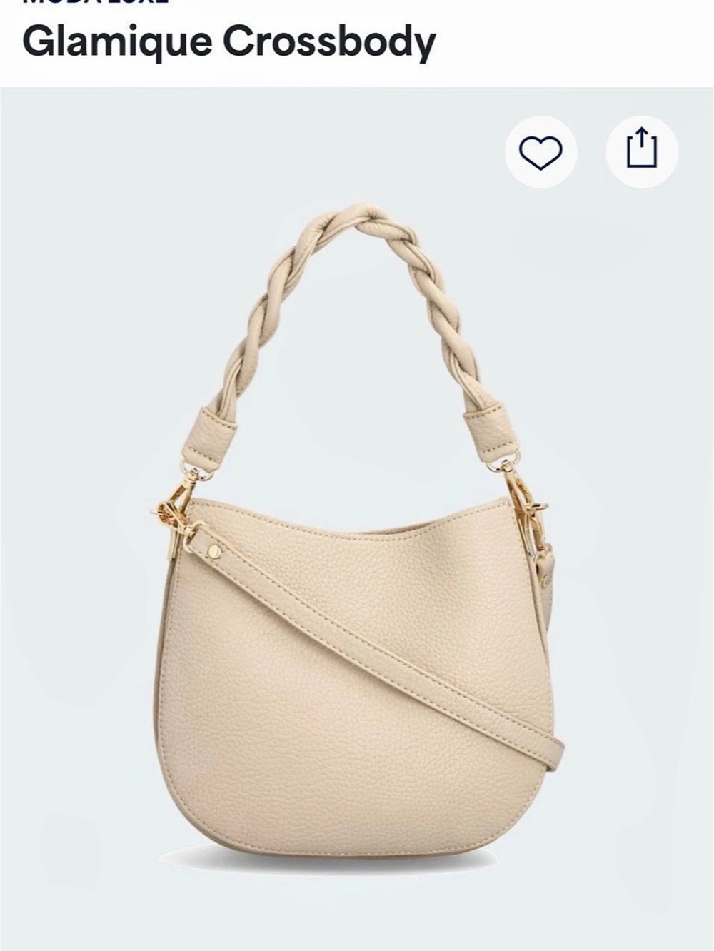 Moda Luxe Glamique Crossbody Braided Handle Beige